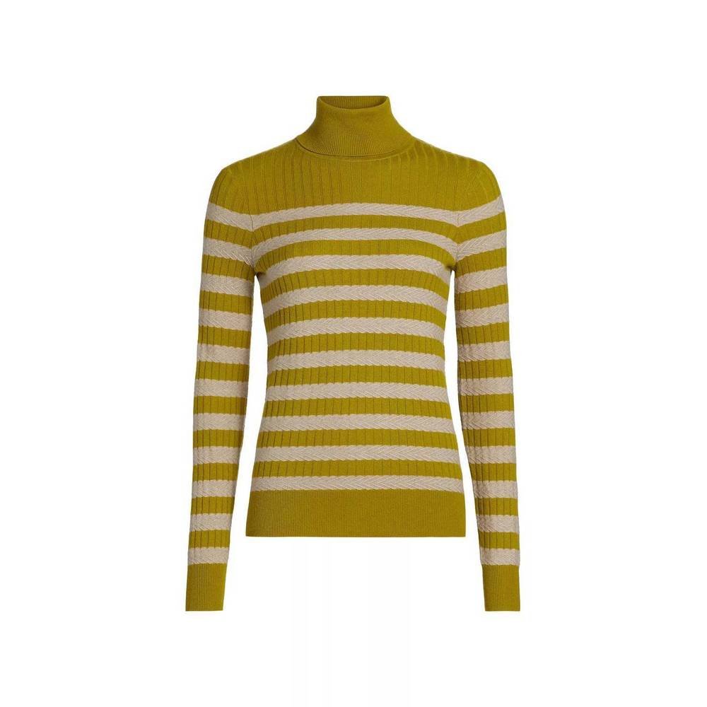 NEW LINGUA FRANCA morrissey stripe turtleneck in olive oil - Picture 4 of 4
